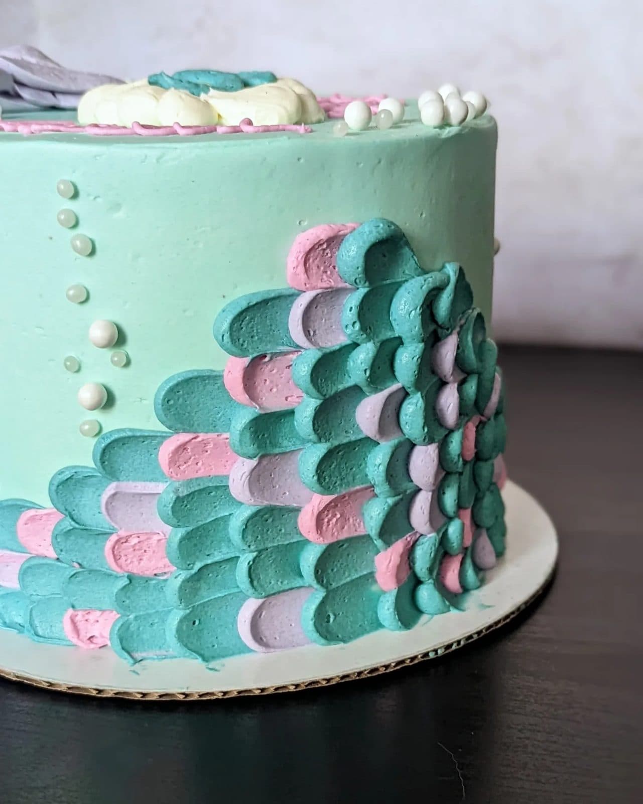 Another angle of the mermaid birthday cake.